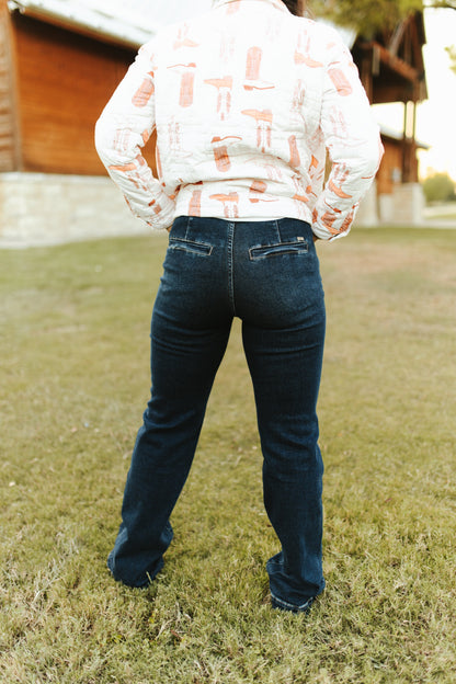 High Rise Western Yoke Jeans