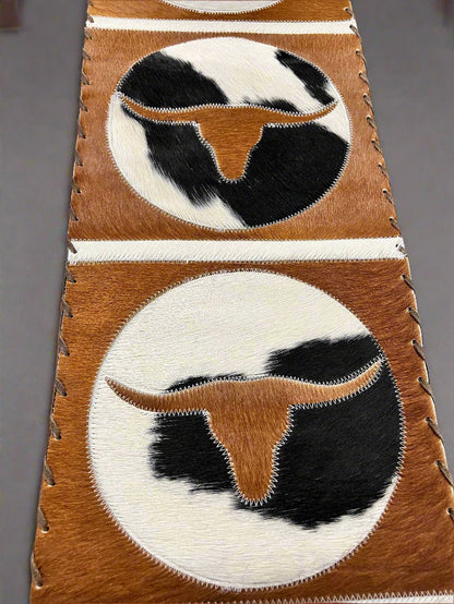 Longhorn Cowhide Table Runner with Fringe