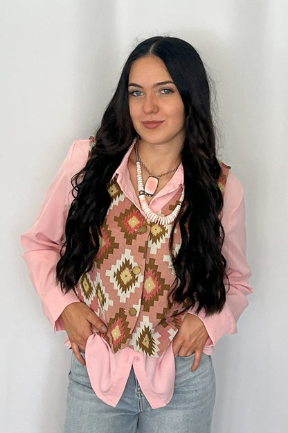 Mercedes Soft Pink Button Down Shirt