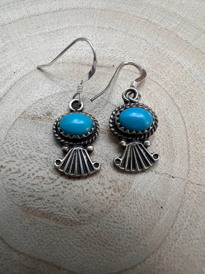 Navajo Handmade Kingman Turquoise Earrings by Sharon McCarthy