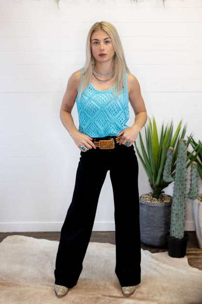 Open Stitch Sleeveless Top