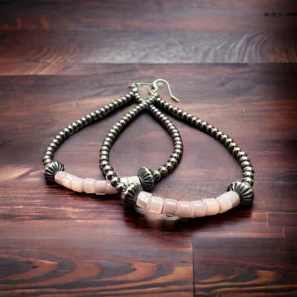 Pink shell earrings and Sterling Pearls