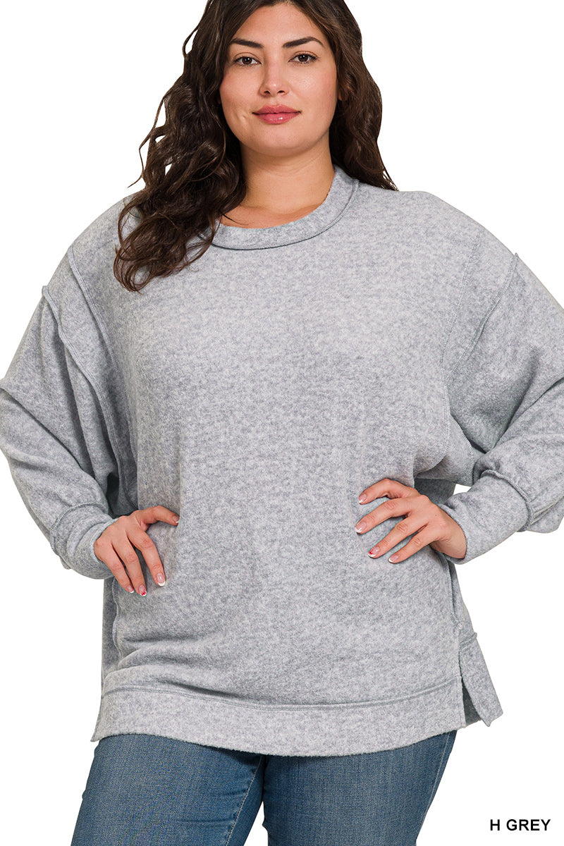 Plus Size Brushed Melange Hacci oversized sweater