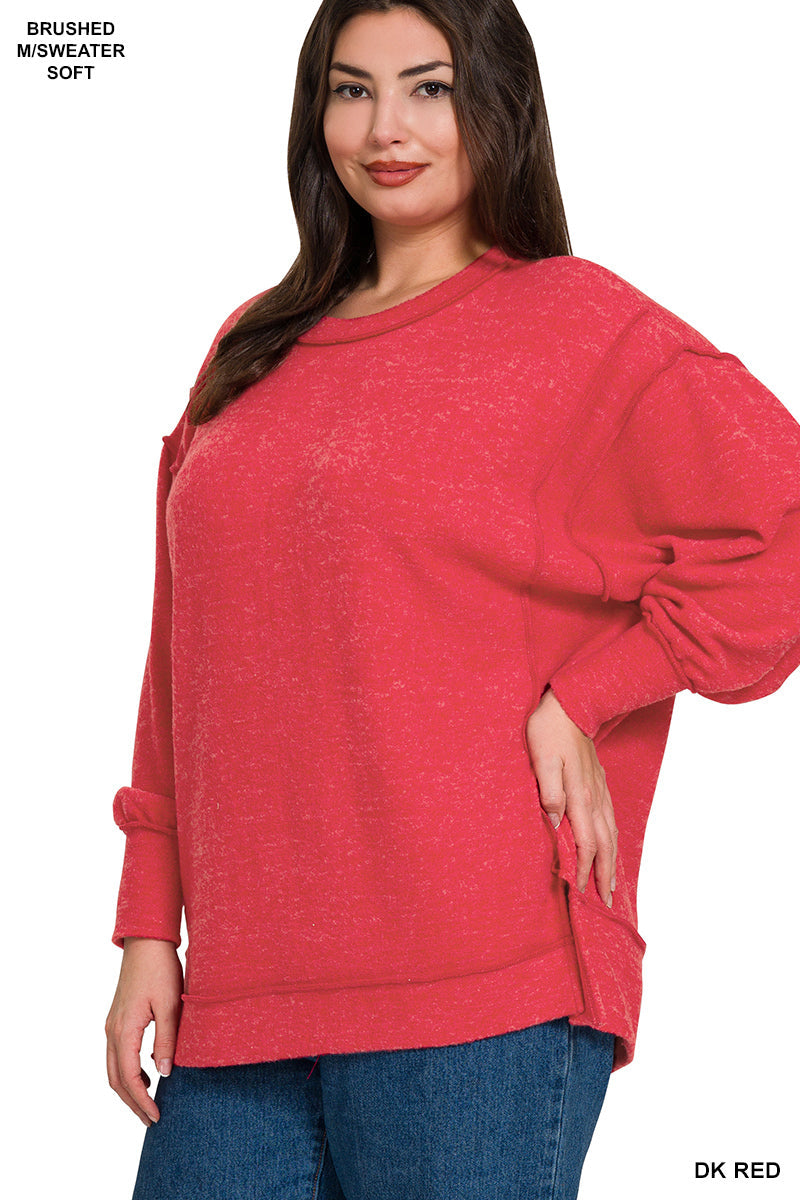Plus Size Brushed Melange Hacci oversized sweater
