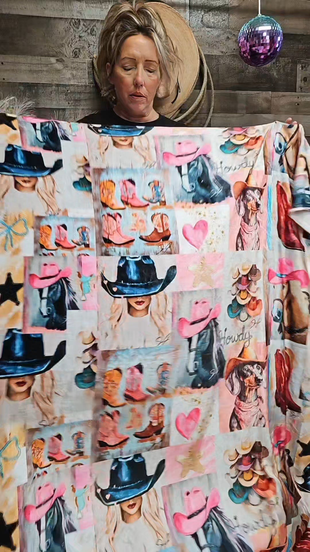 Danilo Painted Cowgirl Collage Throw Blanket 60" x 80 Made in America