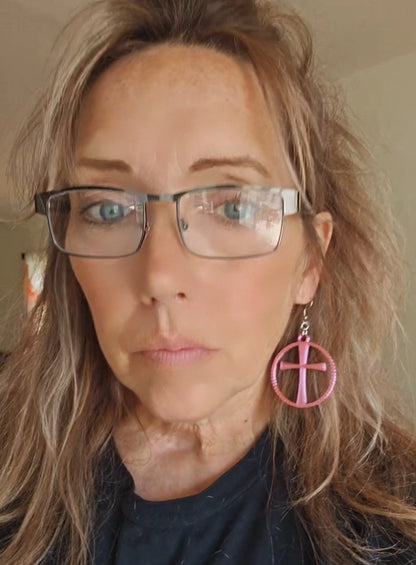 3D Print Christian Cross Faith Earrings Made in America