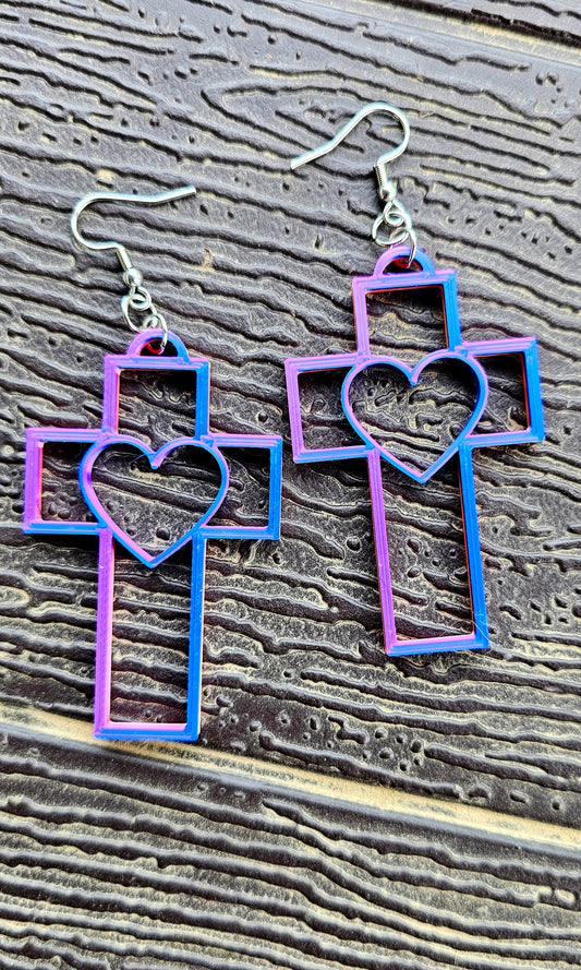 3D Print Christian Cross Faith Earrings Made in America