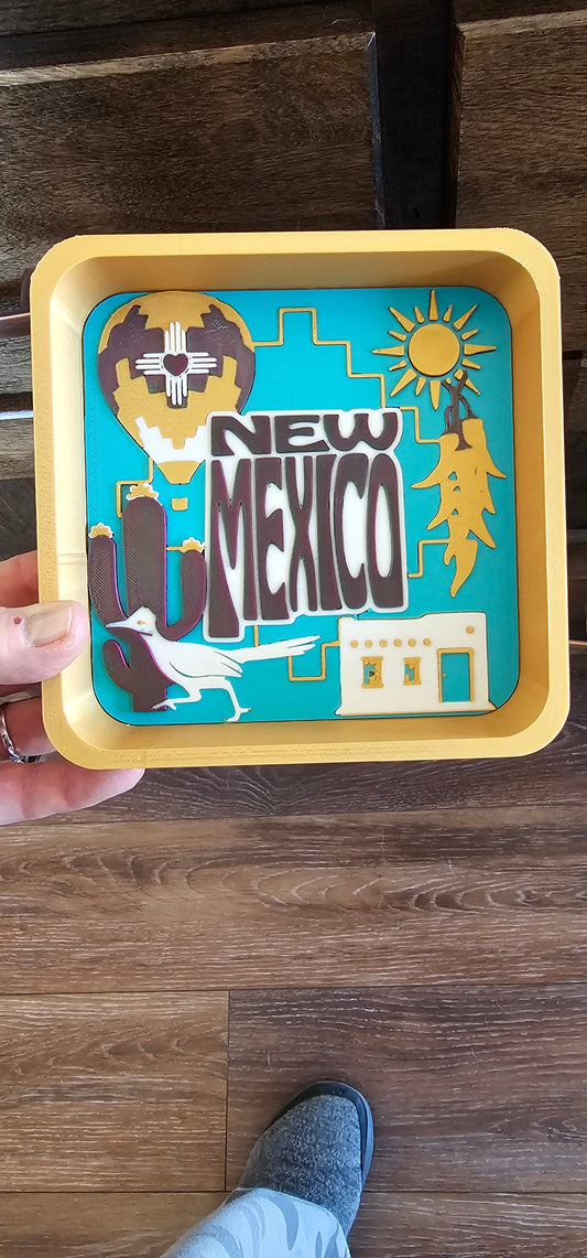 Baha Ranch Zia Balloon Adobe Roadrunner New Mexico 3D Accessory Tray Made in America