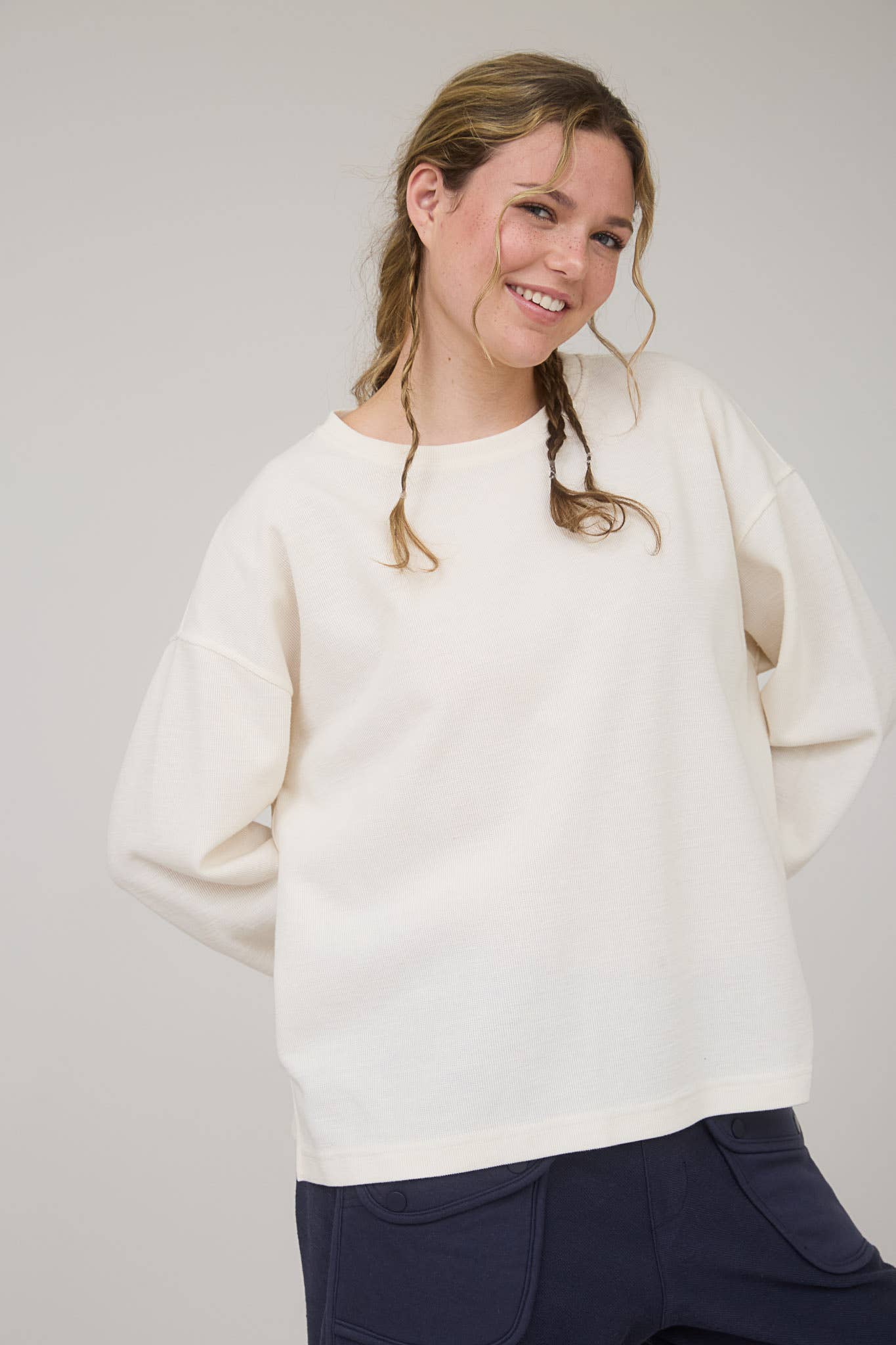 Round Up Raw Edge Marled Knit Top - Brown or Oatmeal