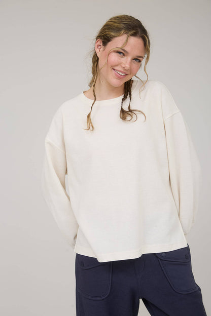 Round Up Raw Edge Marled Knit Top - Brown or Oatmeal