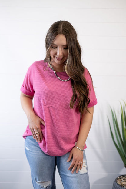 Santa Anna Short Sleeved Textured Top - 5 colors available