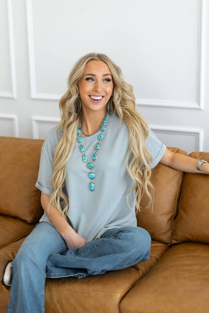 Santa Anna Short Sleeved Textured Top - 5 colors available