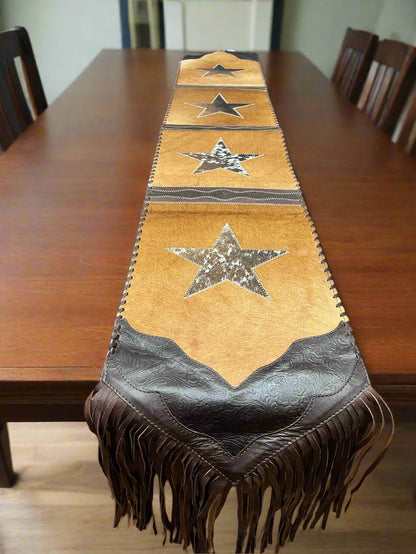 Star Cowhide Table Runner with Fringe