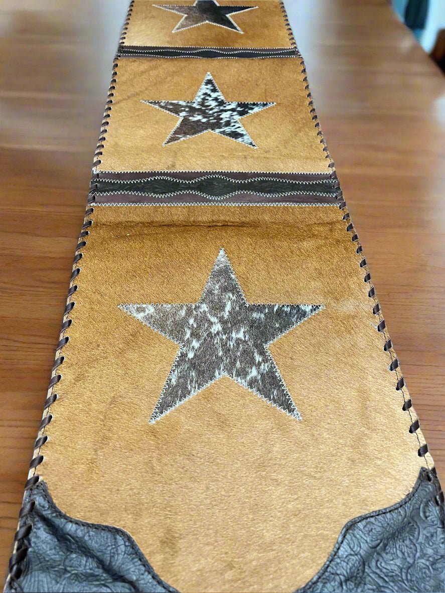 Star Cowhide Table Runner with Fringe