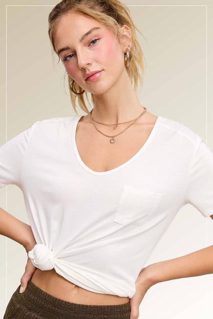 Super Soft Pocket Basic Tee - Marsala, Olive, Ginger, Black and Off White