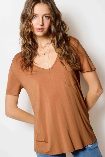 Super Soft Pocket Basic Tee - Marsala, Olive, Ginger, Black and Off White
