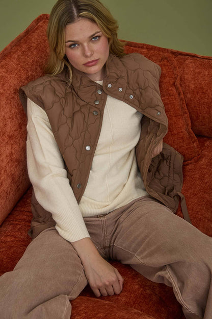 Tie Down Quilted Puffer Vest - 2 Colors!