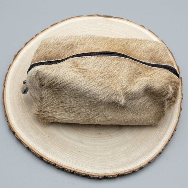 Toiletry Bag - Beige Hair on Hide