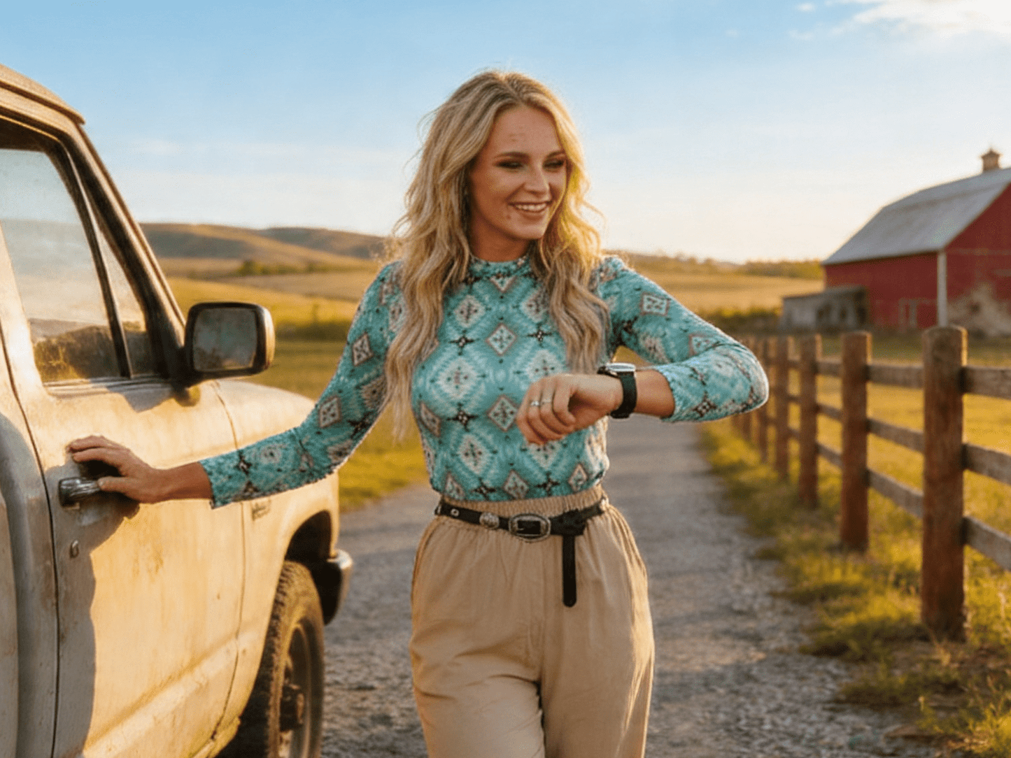 Turquoise Aztec Printed Long Sleeve Mesh Tops