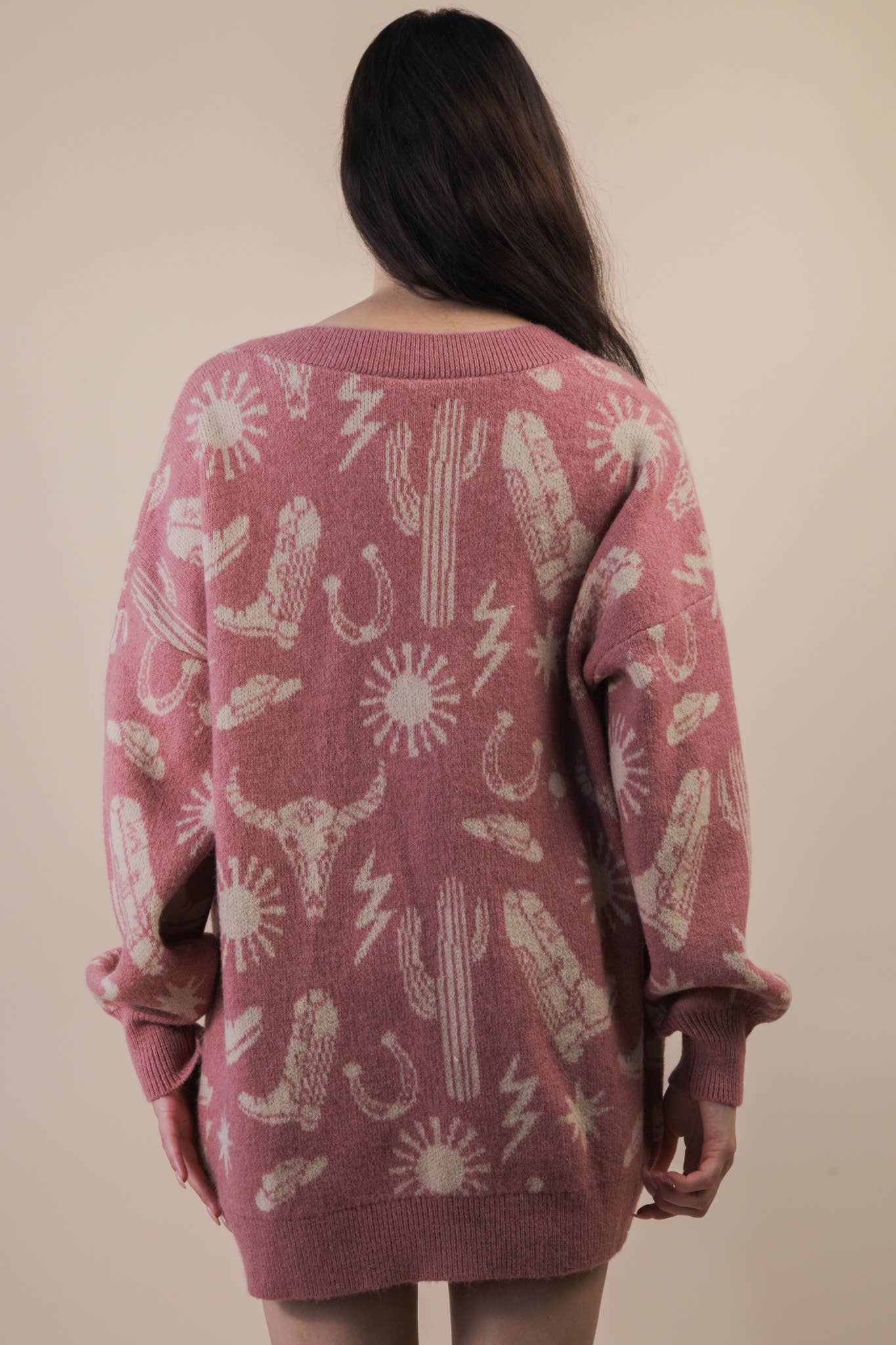 Western Graphic Knit Sweater Cardigan