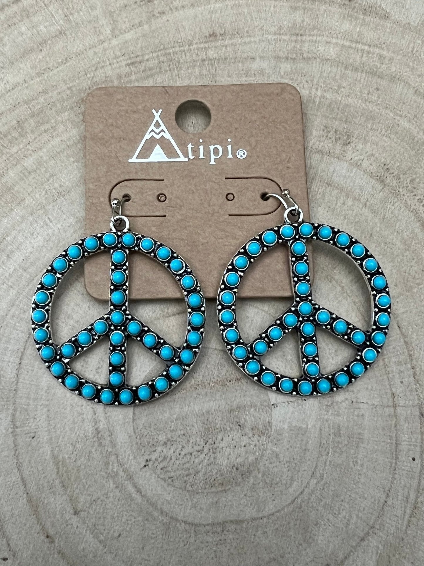 Western Large Peace Sign Dangle Earrings