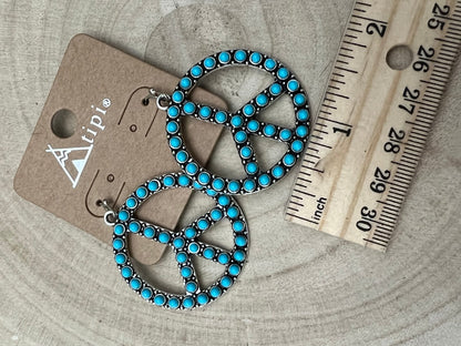 Western Large Peace Sign Dangle Earrings