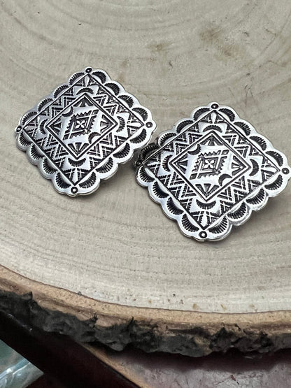 Western Square Concho Fashion Earrings