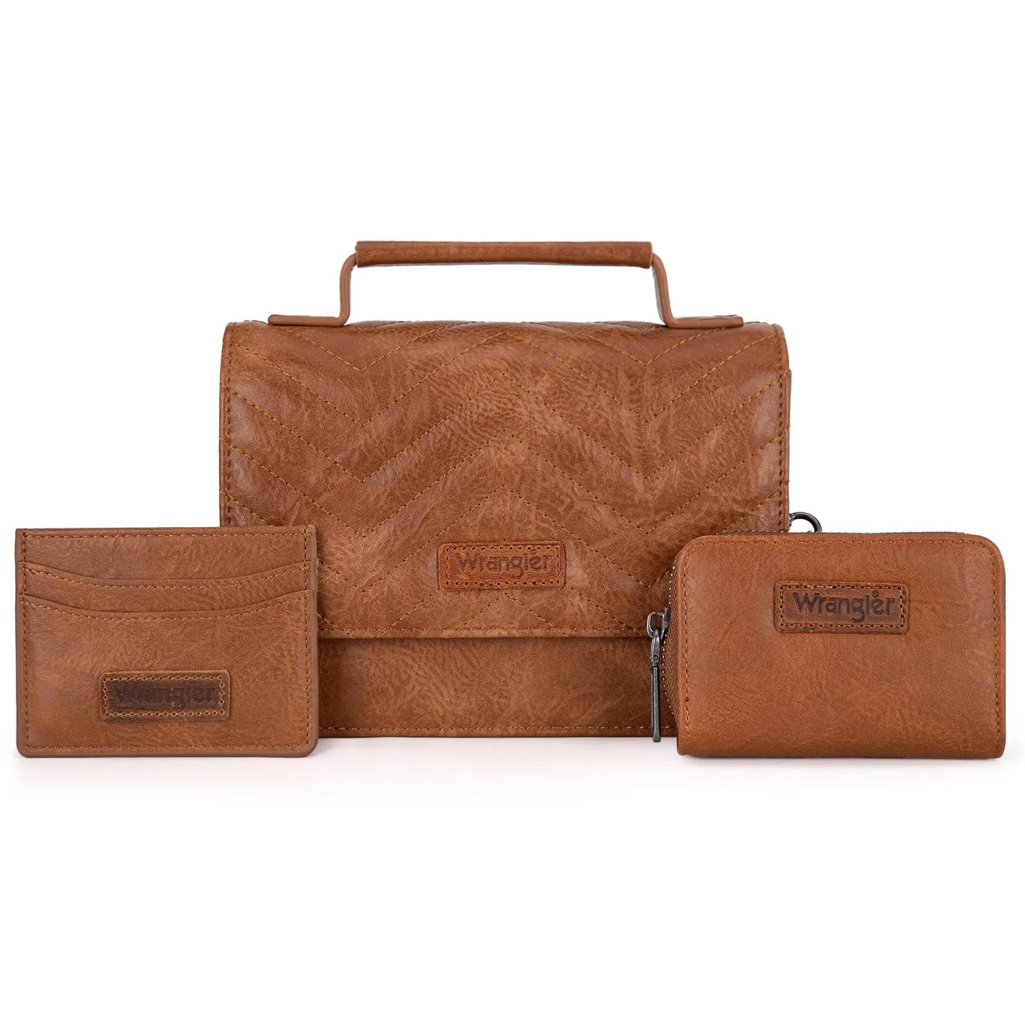 Wrangler 3PCs Set Mini Top Handle Crossbody Set - Saddle